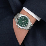 Salvatore Ferragamo 1927 Chrono Green Dial Silver Steel Strap Watch for Men - SFKZ00423