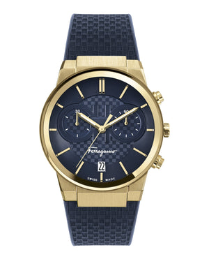 Salvatore Ferragamo Sapphire Chrono Blue Dial Blue Silicone Strap Watch for Men - SFME00221
