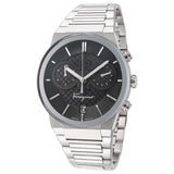 Salvatore Ferragamo Sapphire Chrono Black Dial Silver Steel Strap Watch for Men - SFME00321