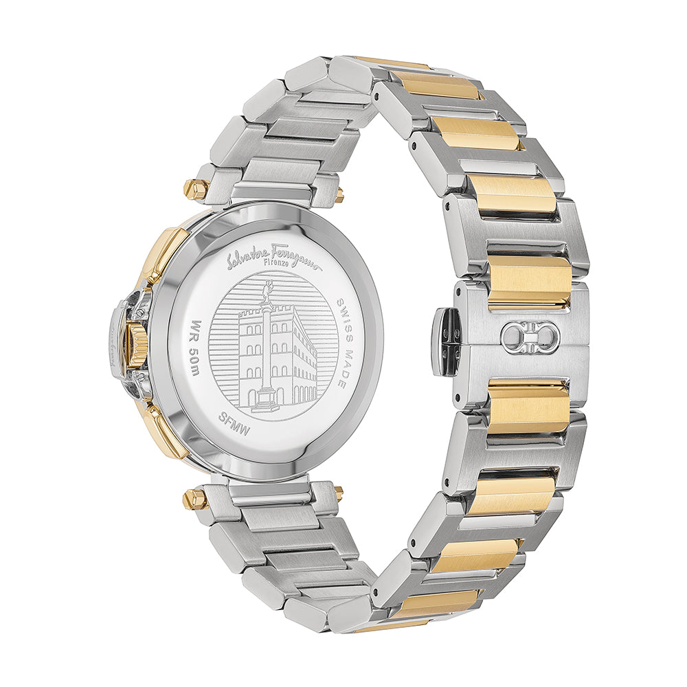 Salvatore Ferragamo Sapphire Silver Dial Two Tone Steel Strap Watch for Men - SFHP00520