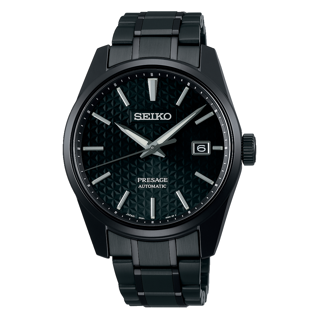 Seiko Presage Sharp Edged Series Black Dial Black Steel Strap Watch For Men - SPB229J1