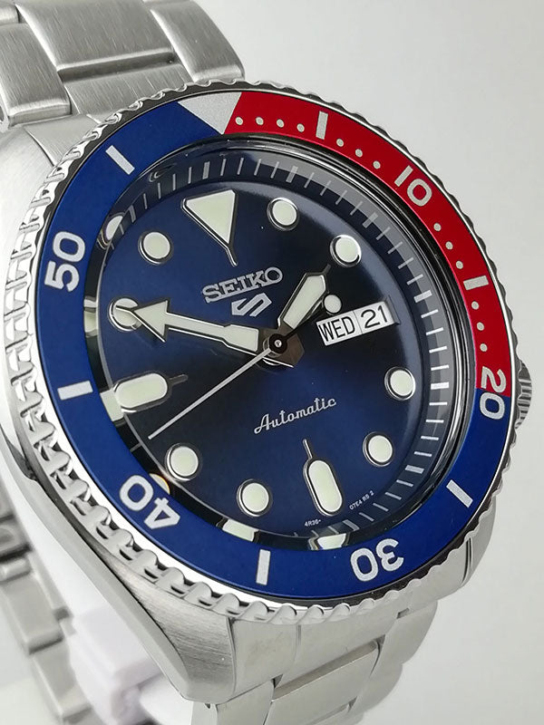 Seiko 5 Sports Automatic Blue Dial Silver Steel Strap Watch For Men - SRPD53K1
