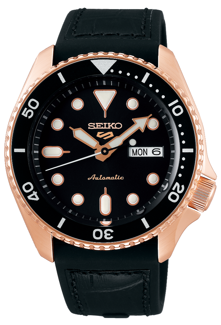 Seiko 5 Sport SKX Automatic Black Dial Black Silicone Strap Watch For Men - SRPD76K1