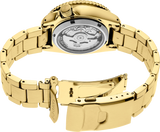 Seiko 5 Sports Automatic Black Dial Gold Steel Strap Watch For Men - SRPK18