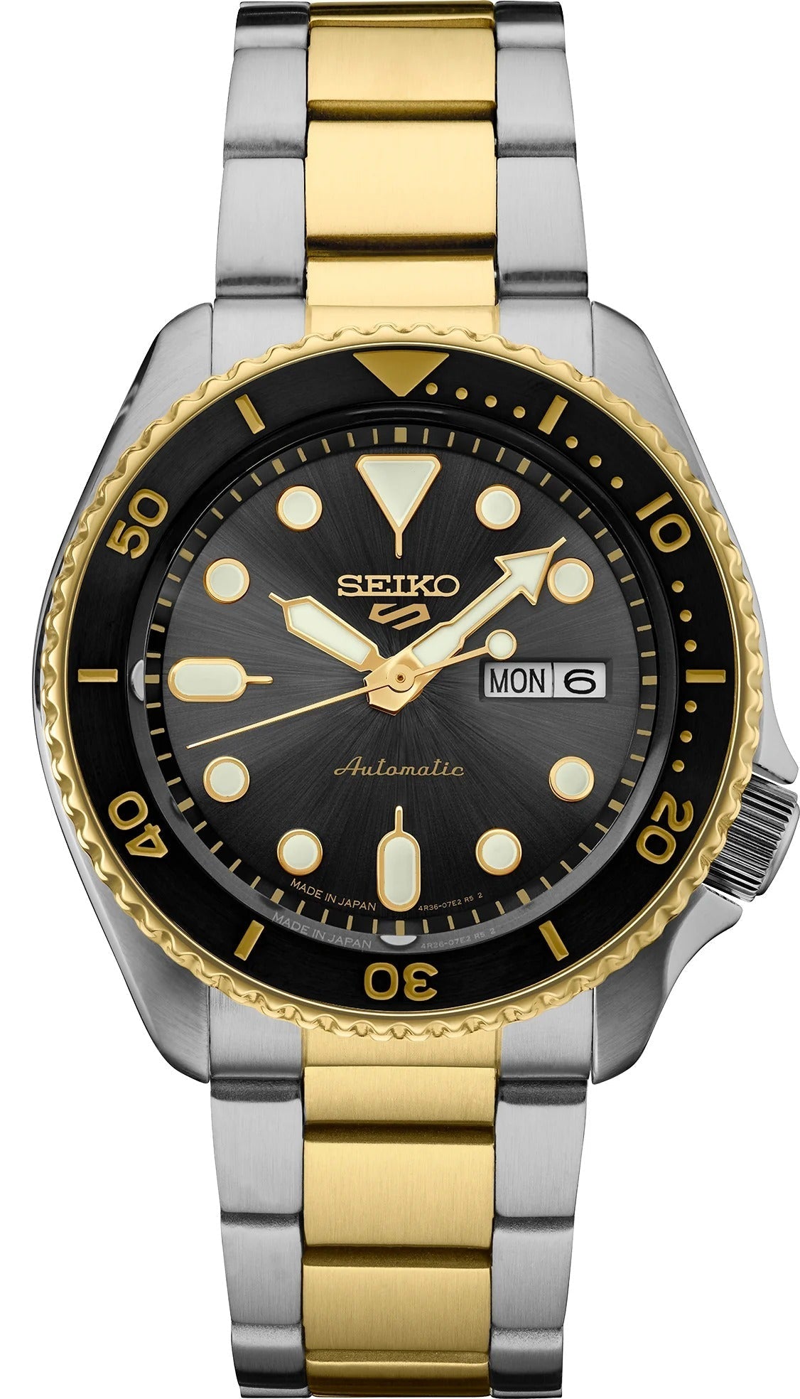 Seiko 5 Sports Automatic Special Creation Black Dial Two Tone Steel Strap Watch For Men - SRPK22