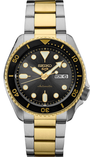 Seiko 5 Sports Automatic Special Creation Black Dial Two Tone Steel Strap Watch For Men - SRPK22