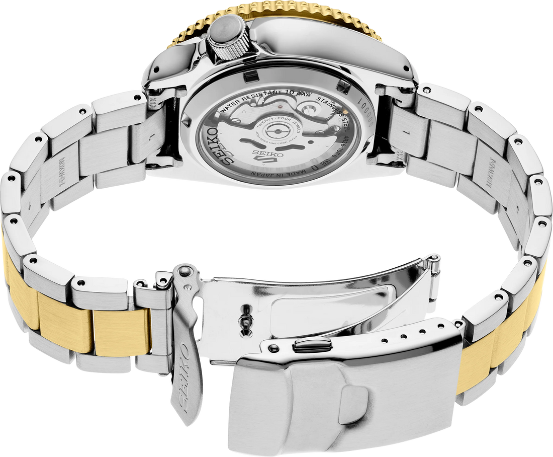 Seiko 5 Sports Automatic Brown Dial Two Tone Steel Strap Watch For Men - SRPK24