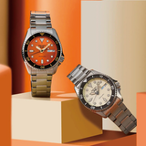 Seiko 5 Sports SKX Automatic Cream Dial Silver Steel Strap Watch For Men - SRPK31K1