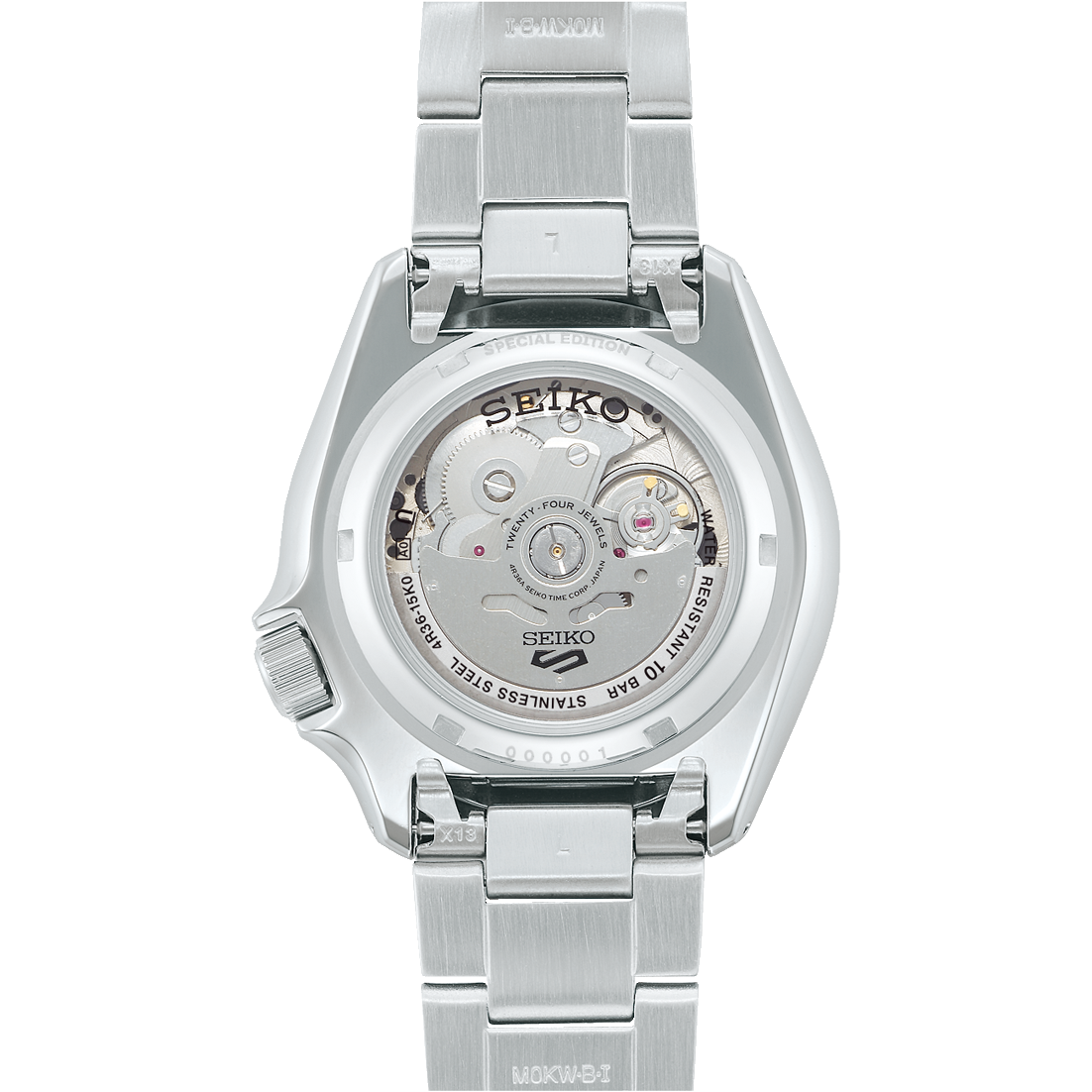 Seiko 5 Sports Checker Flag Special Edition Black Dial Silver Steel Strap Watch For Men - SRPK67K1