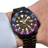 Seiko Automatic SKX GMT Yuto Horigome Limited Edition Black Dial Black Steel Strap Watch For Men - SSK027K1