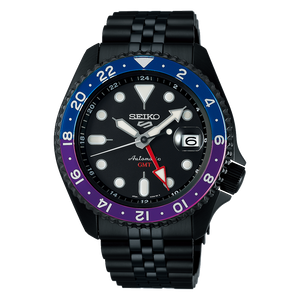 Seiko Automatic SKX GMT Yuto Horigome Limited Edition Black Dial Black Steel Strap Watch For Men - SSK027K1