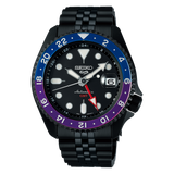 Seiko Automatic SKX GMT Yuto Horigome Limited Edition Black Dial Black Steel Strap Watch For Men - SSK027K1