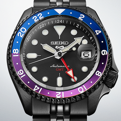 Seiko Automatic SKX GMT Yuto Horigome Limited Edition Black Dial Black Steel Strap Watch For Men - SSK027K1