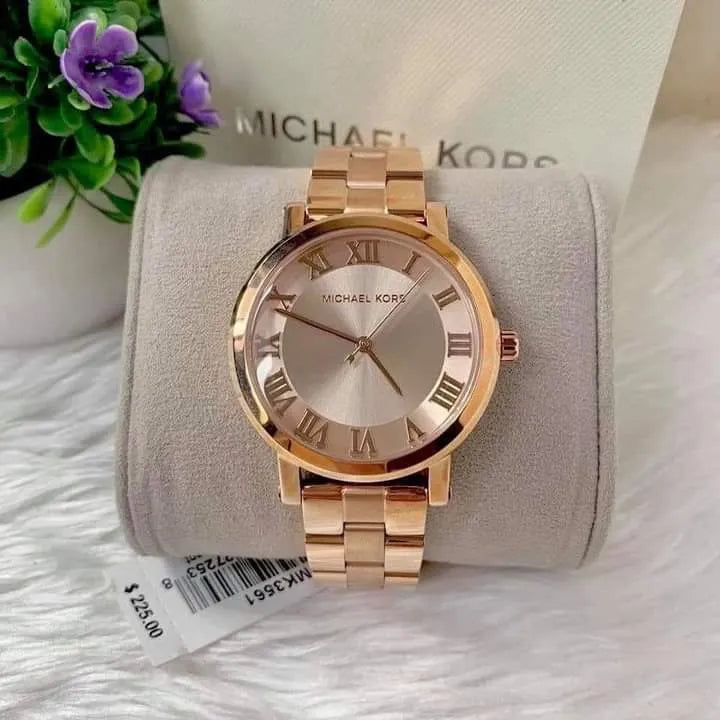 Michael Kors Norie Rose Gold Dial Rose Gold Steel Strap Watch for Women - MK3561