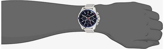 Tommy Hilfiger Mason Quartz Blue Dial Silver Steel Strap Watch for Men - 1791788