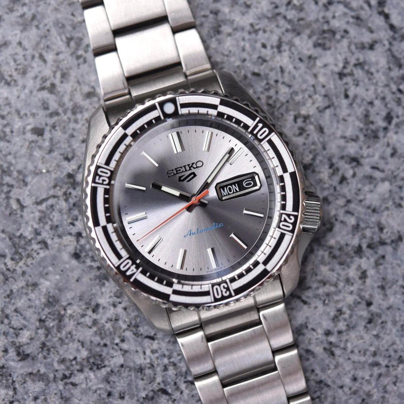 Seiko 5 Sports Special Edition Silver Dial Silver Steel Strap Watch For Men - SRPK09K1