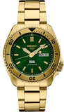 Seiko 5 Sports HUF Limited Edition Green Dial Gold Steel Strap Watch For Men - SRPJ20