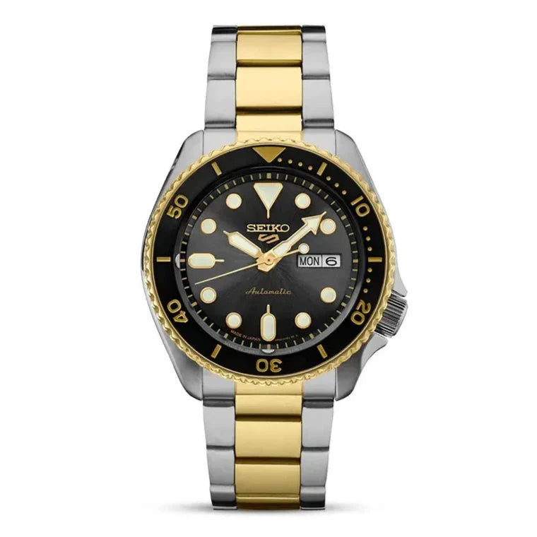 Seiko 5 Sports Automatic Special Creation Black Dial Two Tone Steel Strap Watch For Men - SRPK22