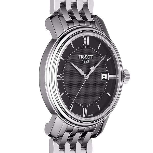 Tissot T Classic Bridgeport Black Dial Silver Steel Strap Watch For Men - T097.410.11.058.00