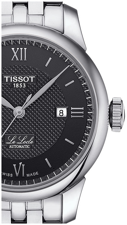 Tissot Le Locle Automatic Lady Black Dial Silver Steel Strap Watch For Women - T006.207.11.058.00