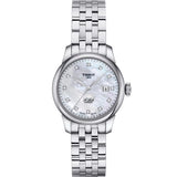 Tissot Le Locle Automatic Diamonds Mother of Pearl Dial Silver Steel Strap Watch For Women - T006.207.11.116.00