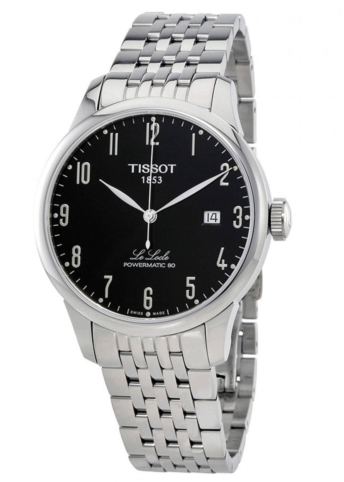 Tissot Le Locle Powermatic 80 Black Dial Silver Steel Strap Watch For Men - T006.407.11.052.00