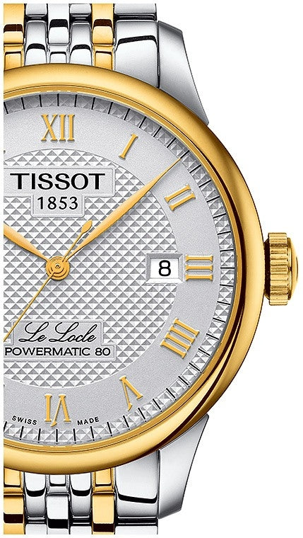 Tissot T Classic Le Locle Powermatic 80 Silver Dial Two Tone Steel Strap Watch For Men - T0064072203301