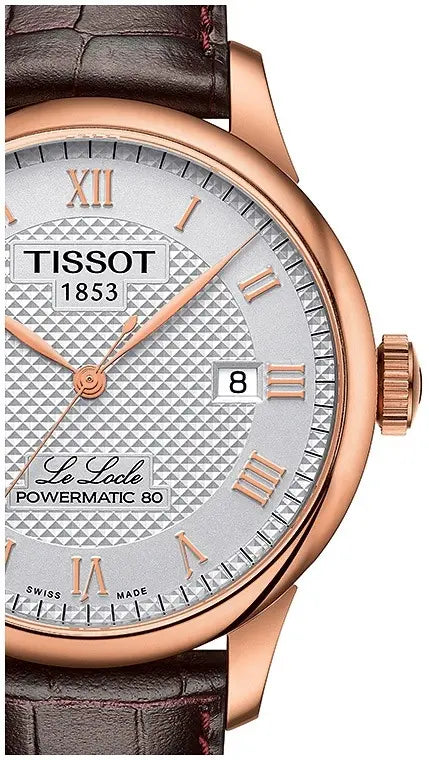 Tissot Le Locle Powermatic 80 Silver Dial Brown Leather Strap Watch For Men - T006.407.36.033.00