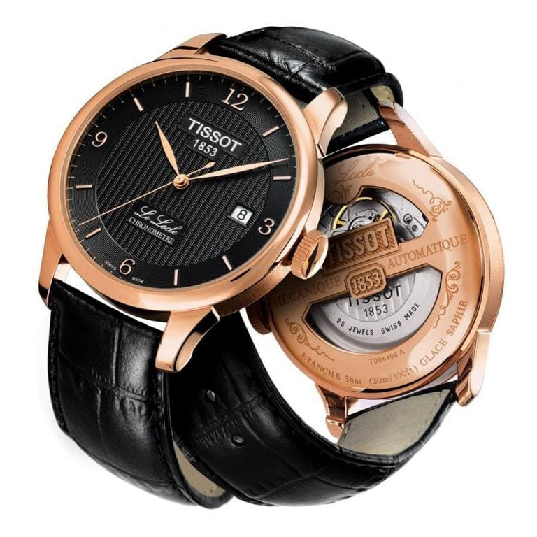 Tissot Le Locle Chronometer Black Dial Black Leather Strap Watch For Men - T006.408.36.057.00