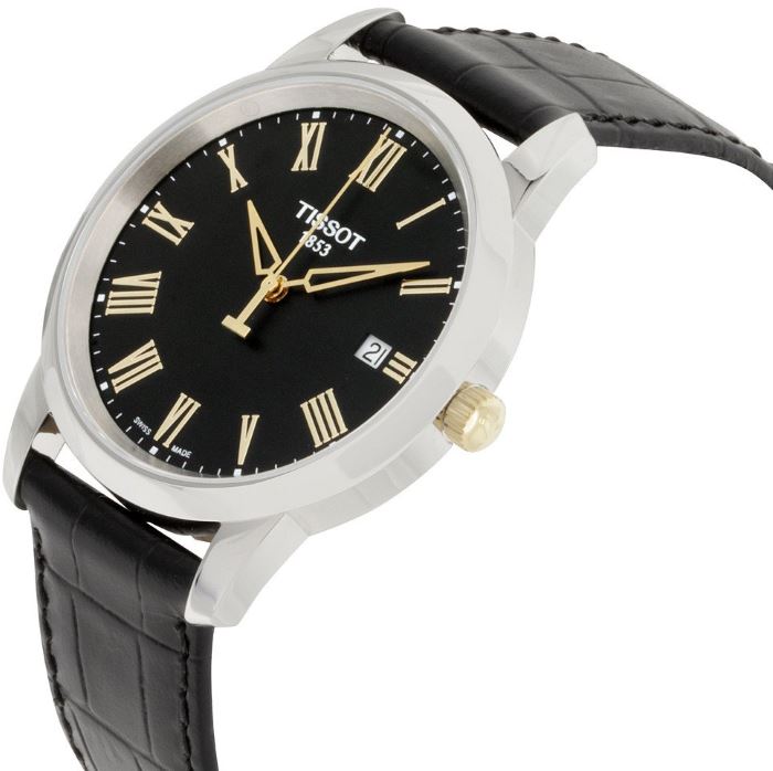 Tissot T Classic Dream Black Dial Black Leather Strap Watch for Men - T033.410.26.053.01