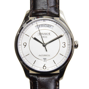 Tissot T Classic T One Automatic Silver Dial Brown Leather Strap Watch For Men - T038.430.16.037.00