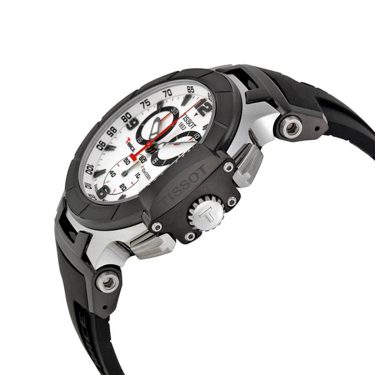 Tissot T Race Chronograph White Dial Black Rubber Strap Watch for Men - T048.417.27.037.00