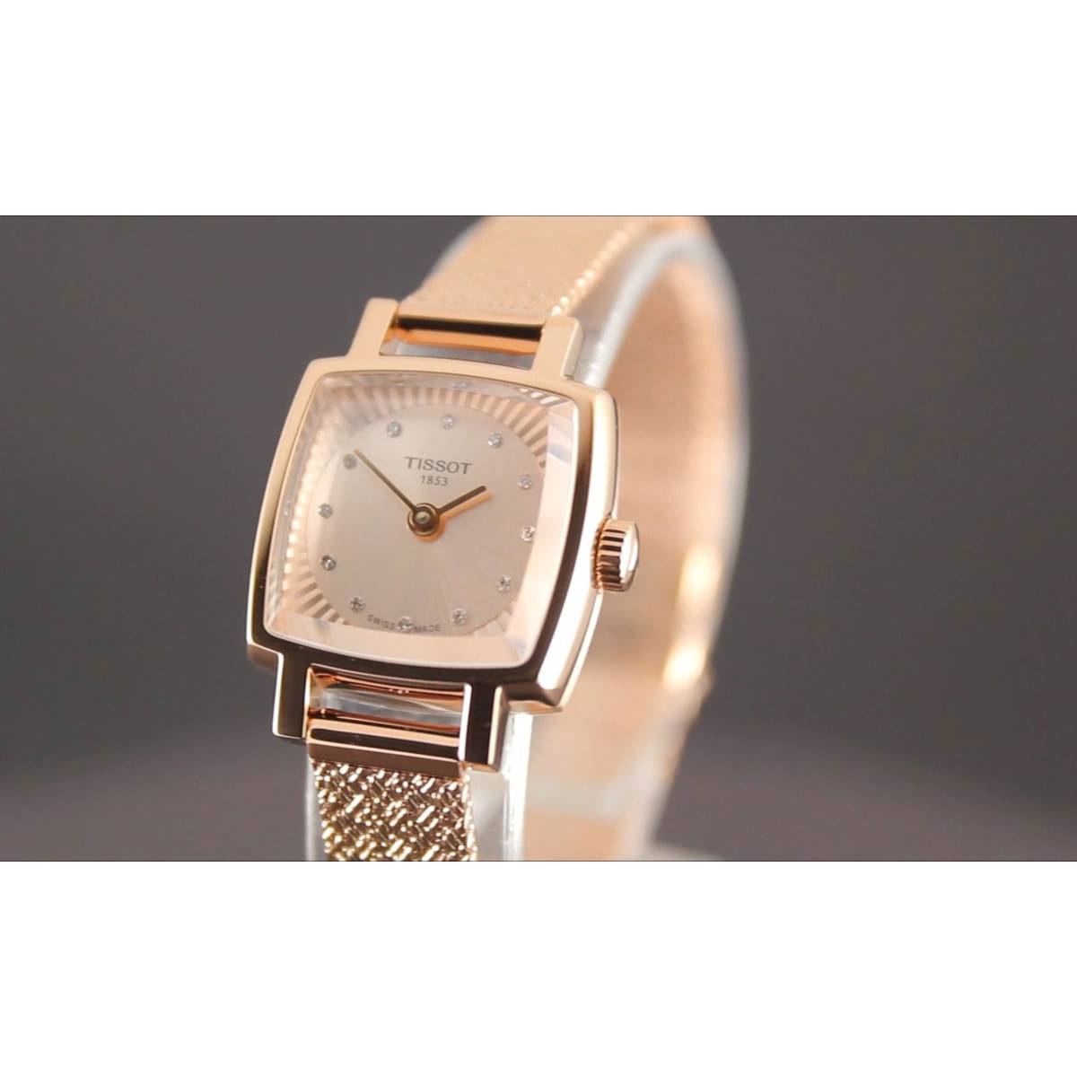 Tissot Lovely Square Lady Quartz Rose Gold Dial Rose Gold Mesh Bracelet Watch For Women - T058.109.33.456.00
