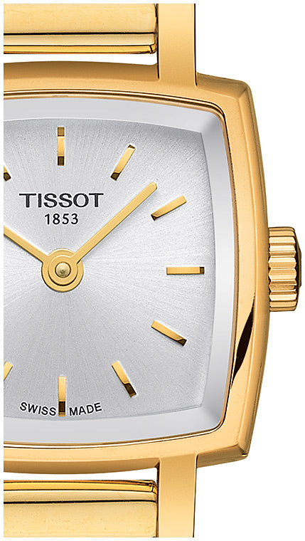 Tissot Lovely Square Silver Dial Gold Mesh Bracelet Watch For Women - T058.109.33.031.00