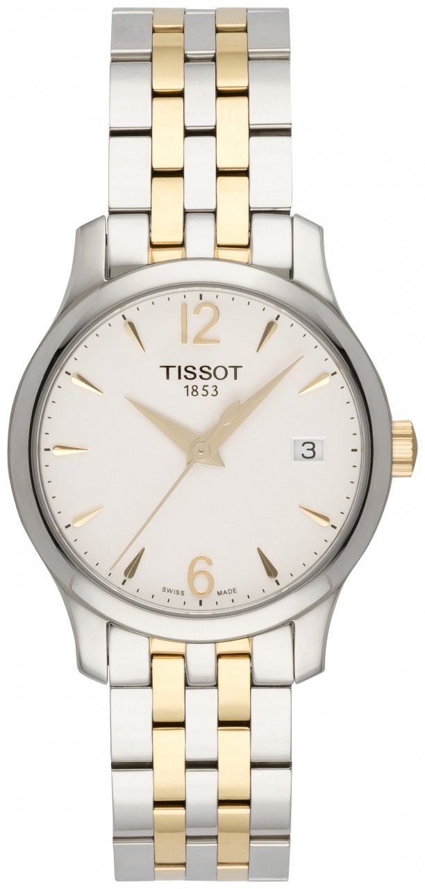 Tissot T Classic Tradition White Dial Two Tone Mesh Bracelet Watch for Women - T063.210.22.037.00