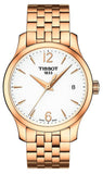 Tissot T Classic Tradition Lady White Dial Rose Gold Steel Strap Watch for Women - T063.210.33.037.00