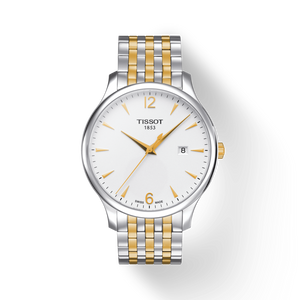 Tissot T Classic Tradition White Dial Two Tone Mesh Bracelet Watch For Men - T063.610.22.037.00
