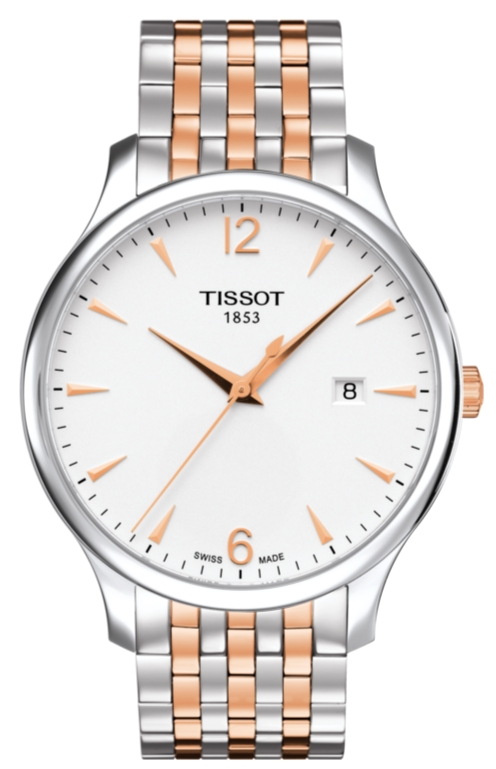 Tissot T Classic Tradition White Dial Two Tone Mesh Bracelet Watch For Men - T063.610.22.037.01