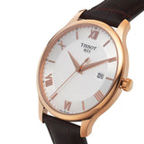 Tissot T Classic Tradition Silver Dial Brown Leather Strap Watch For Men - T063.610.36.038.00