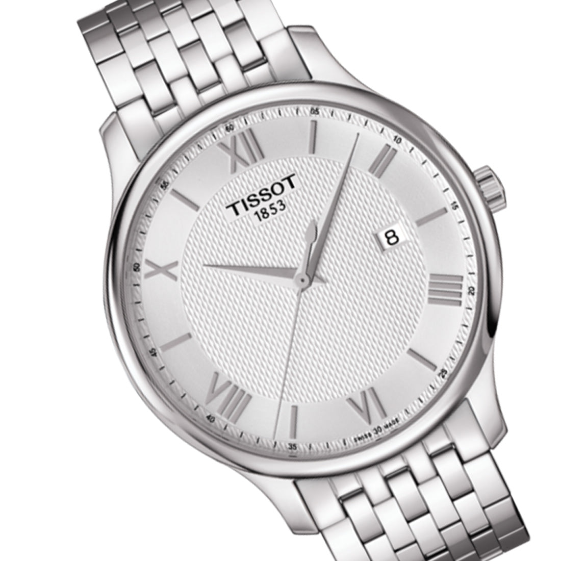 Tissot T Classic Tradition Silver Dial Silver Steel Strap Watch For Men - T063.610.11.038.00