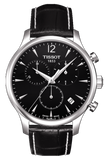 Tissot Tradition Chronograph Black Dial Black Leather Strap Watch For Men - T0636171605700