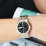 Tissot Automatics III Day Date Black Dial Two Tone Steel Strap Watch For Men - T065.430.22.051.00