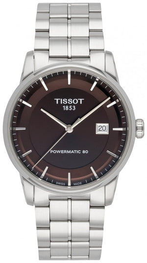 Tissot Luxury Powermatic 80 Brown Dial Silver Steel Strap Watch For Men - T086.407.11.291.00