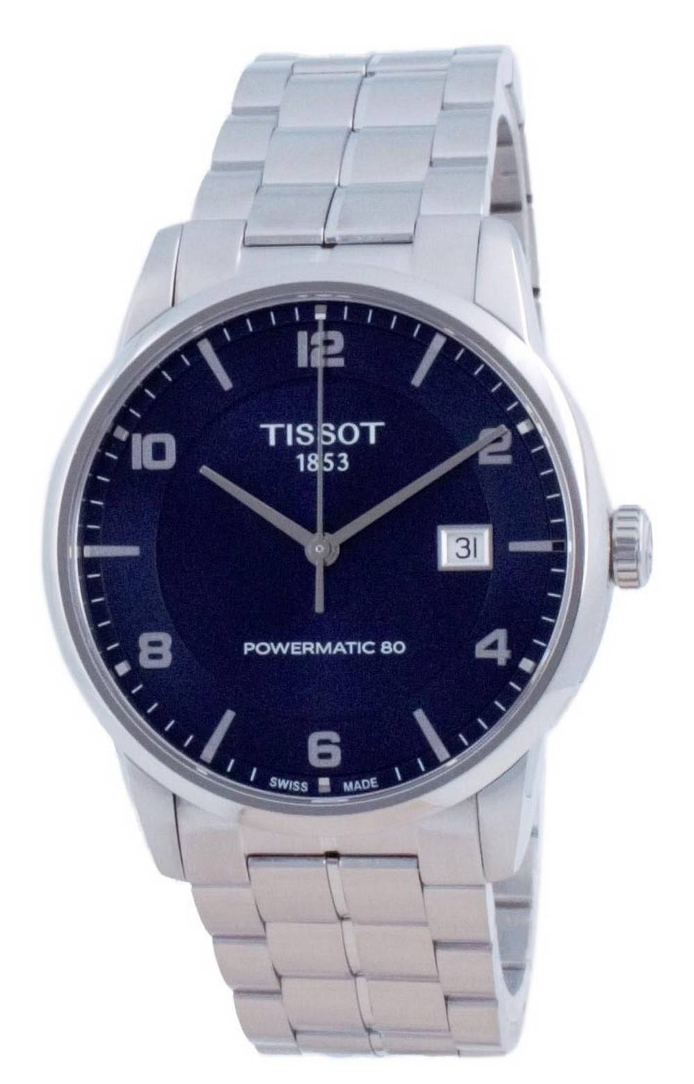 Tissot Luxury Powermatic 80 Blue Dial Silver Steel Strap Watch For Men - T086.407.11.047.00