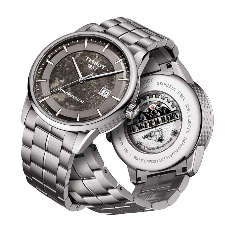 Tissot Luxury Powermatic 80 Anthracite Grey Dial Silver Steel Strap Watch For Men - T086.407.11.061.10
