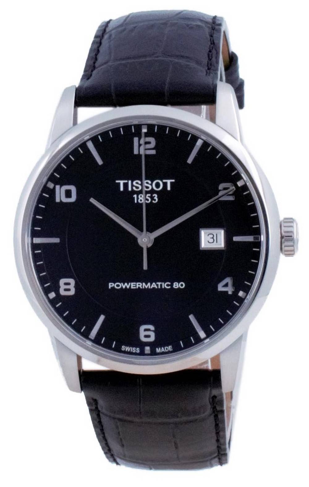 Tissot Luxury Powermatic 80 Black Dial Black Leather Strap Watch For Men - T086.407.16.057.00