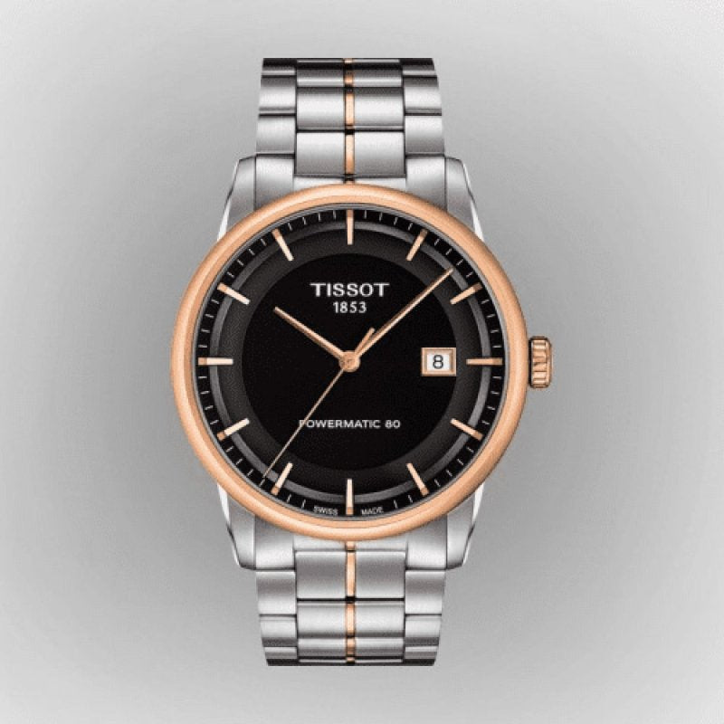 Tissot Luxury Powermatic 80 Black Dial Silver Steel Strap Watch For Men - T086.407.22.051.00