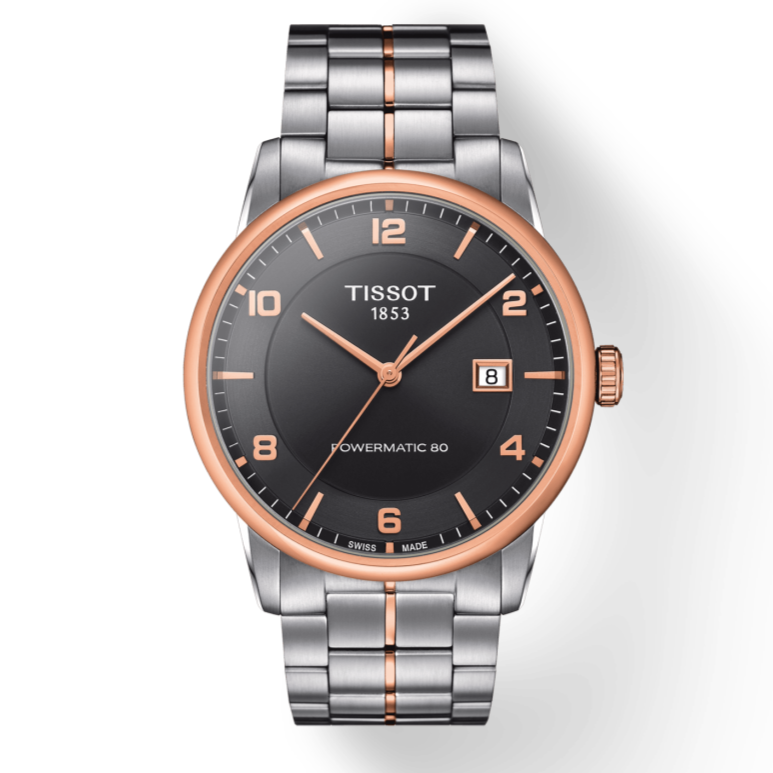 Tissot T Classic Luxury Powermatic 80 Black Dial Silver Steel Strap Watch For Men - T086.407.22.067.00