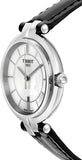 Tissot T Lady Flamingo Mother of Pearl White Dial Black Leather Strap Watch for Women - T094.210.16.111.00