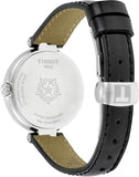 Tissot T Lady Flamingo Mother of Pearl White Dial Black Leather Strap Watch for Women - T094.210.16.111.00